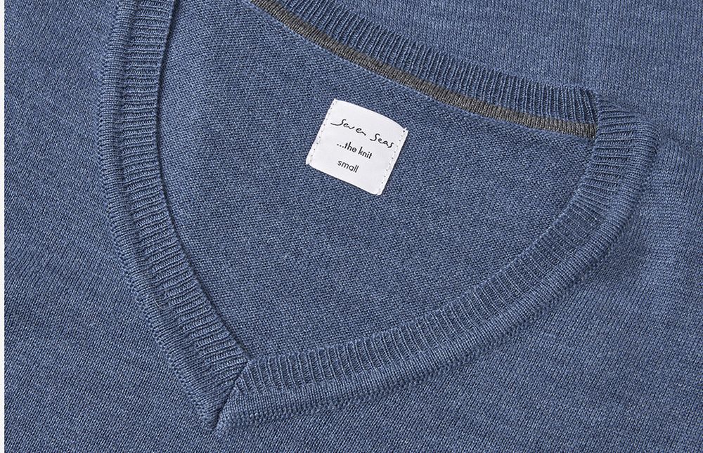 S671 SEVEN SEAS The knit | v-neck | Damen, Detailansicht 3 in der Farbe blau meliert