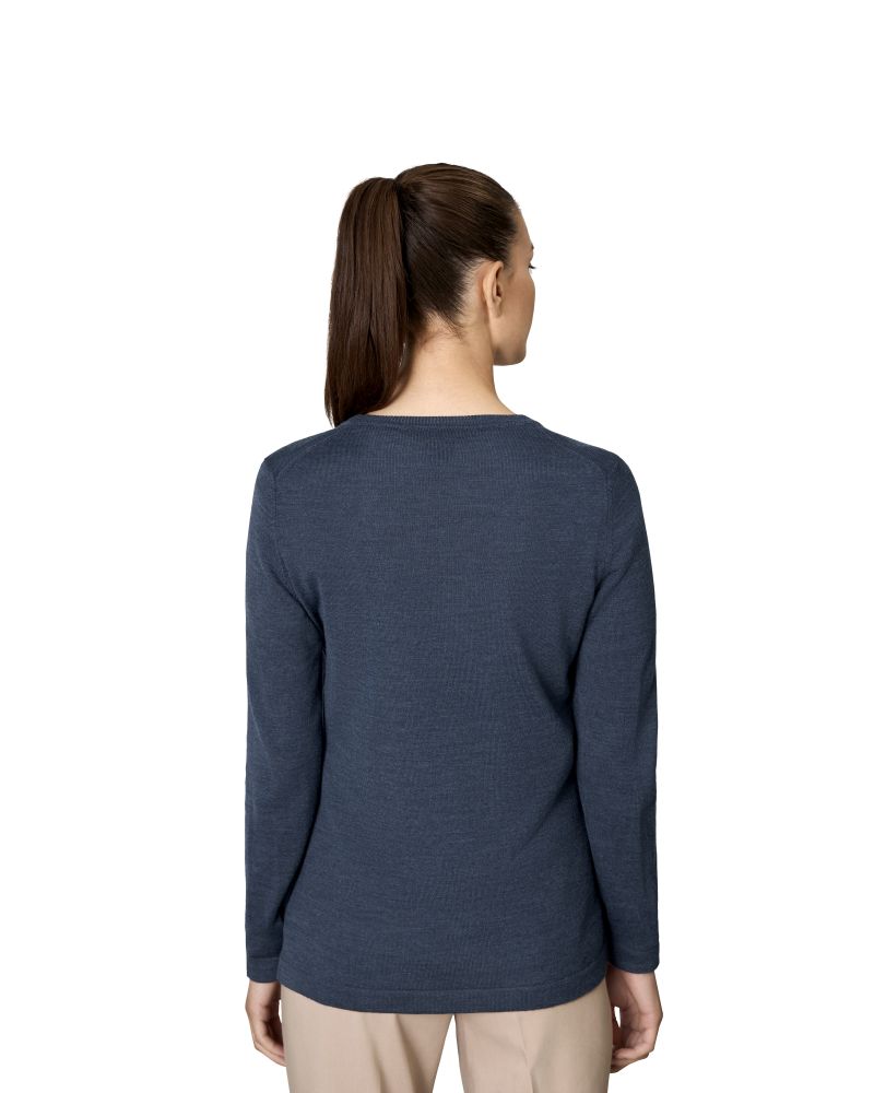 S671 SEVEN SEAS The knit | v-neck | Damen, Detailansicht 5 in der Farbe blau meliert