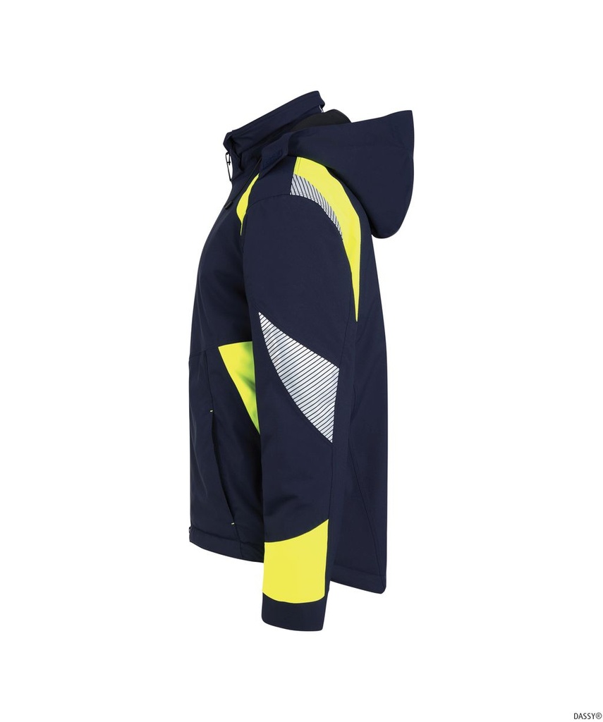 300599 Itaqui Winterjacke, Detailansicht 1 in der Farbe nachtblau/neongelb