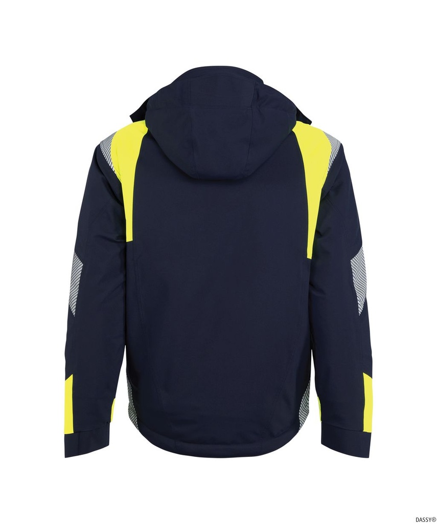 300599 Itaqui Winterjacke, Detailansicht 2 in der Farbe nachtblau/neongelb