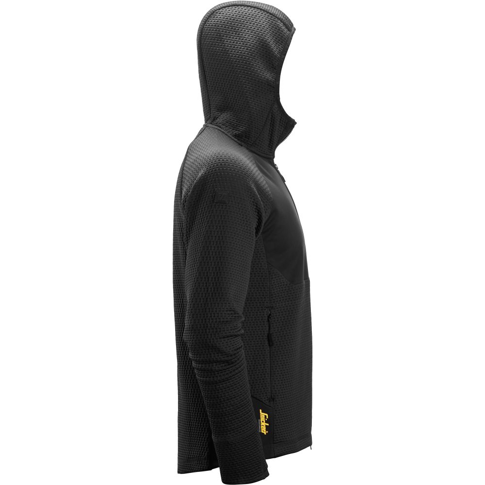 8405 FlexiWork, Midlayer-Kapuzenjacke mit durchgehendem Reißverschluss, Detailansicht 3 in der Farbe 0404 black/black