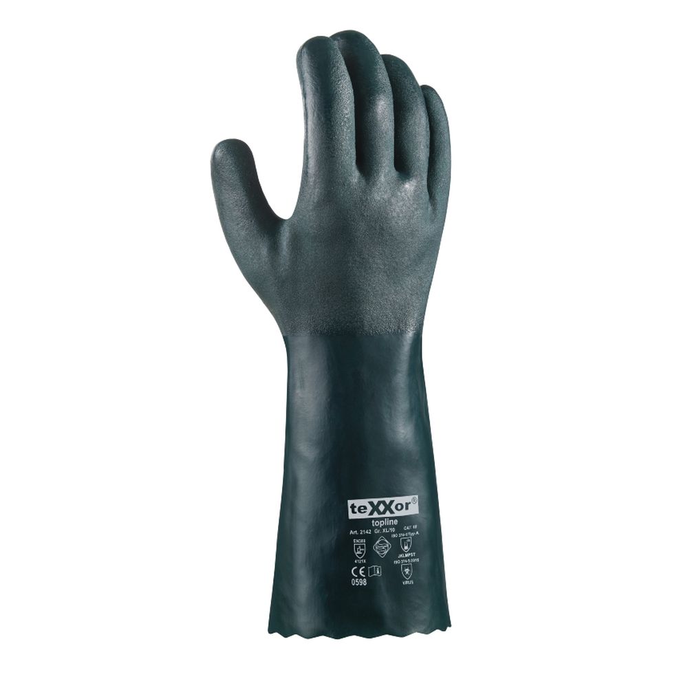 2142 Chemikalienschutz-Handschuhe PVC GRÜN Detail 1