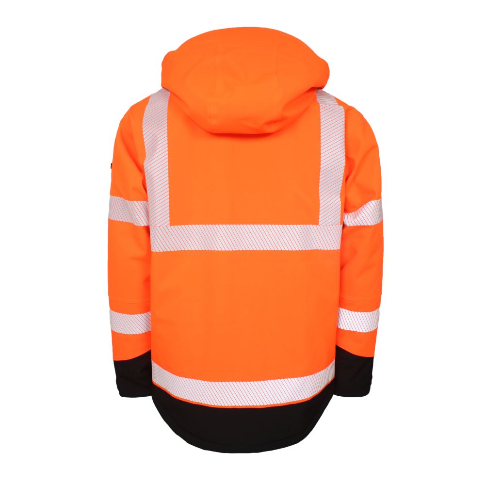 4WS-9097 HI-VIS Winterjacke | Stretch, Detailansicht 1 in der Farbe 05/07 hi-vis orange/schwarz