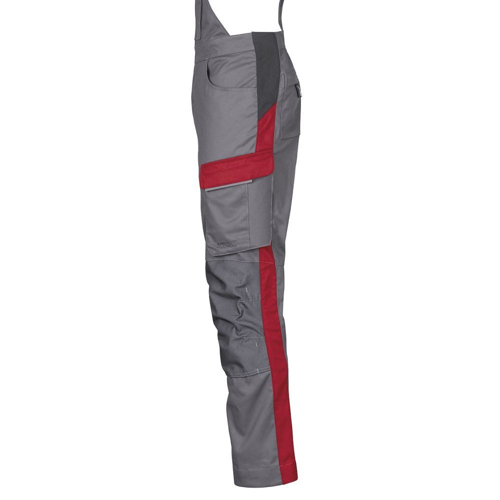 3033 4PROTECT® Workwear Latzhose, grau/rot Detail 3