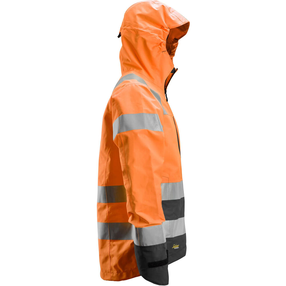 SNICKERS Wasserdichte Warnschutz-Softshell-Jacke, Klasse 3 | 1330, Detailansicht 3 in der Farbe 5504 high visibility orange/black
