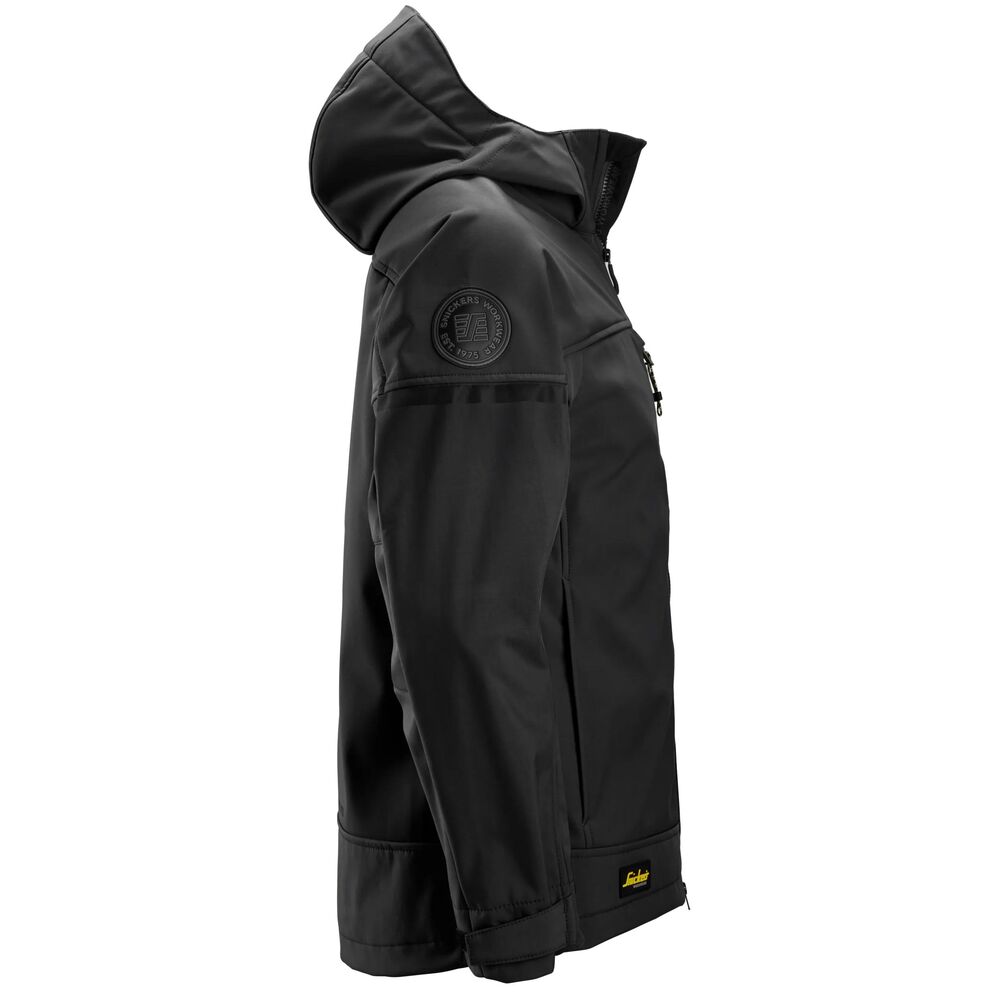 SNICKERS AllroundWork Softshell-Stretchjacke mit Kapuze | 1226, Detailansicht 3 in der Farbe 0404 black/black