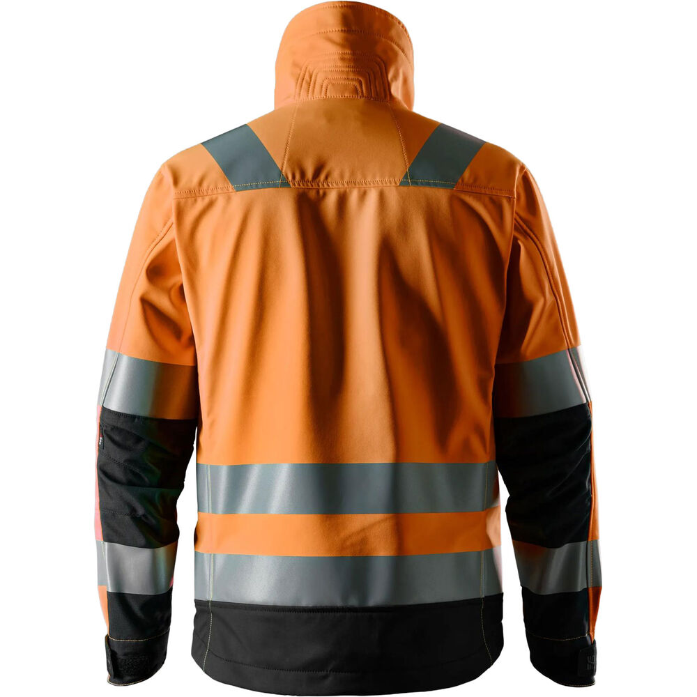 SNICKERS High-Vis-Softshell-Arbeitsjacke, Kl. 3 | 1230, Detailansicht 1 in der Farbe 5504 high visibility orange/black
