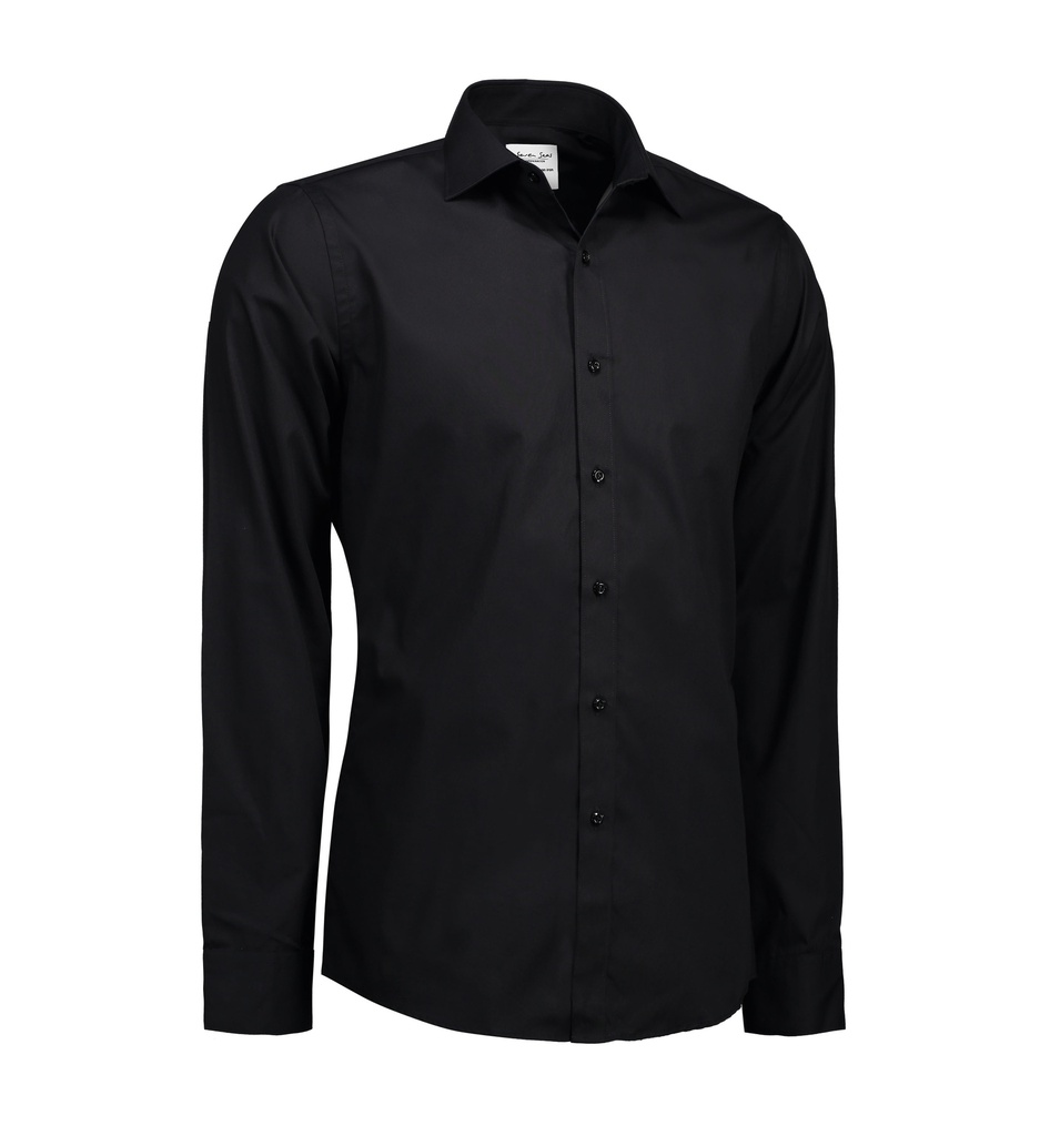 SS402 Hemd | klassisch | Langarm | slim (black, S)