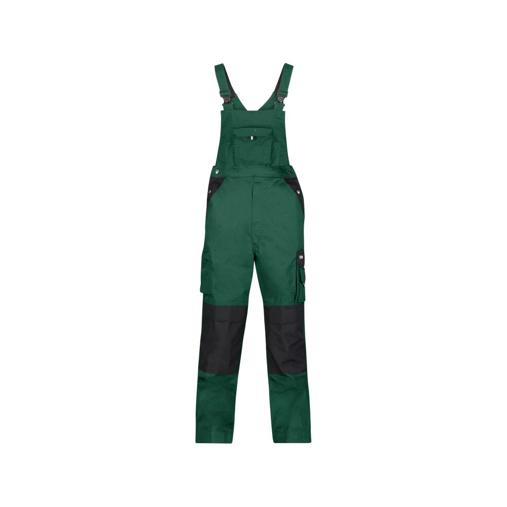 400124 Versailles | zweifarbige Latzhose mit Kniepolstertaschen (flaschengrün/schwarz, 42, Standard)
