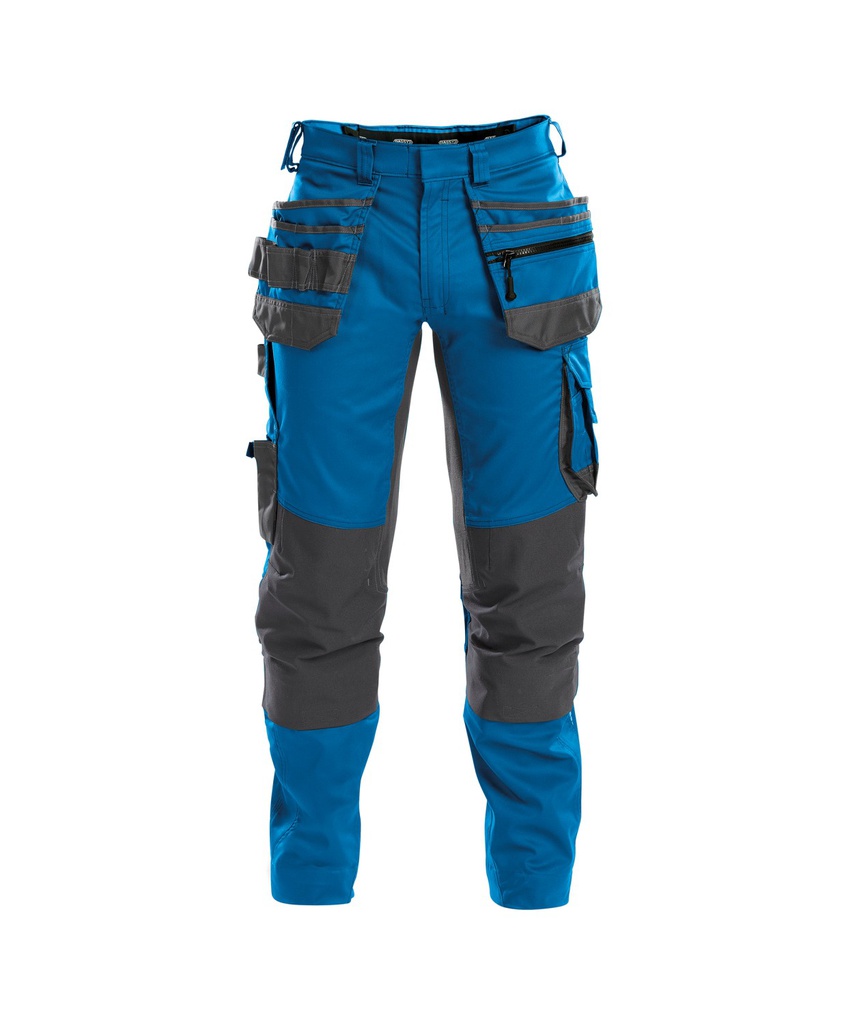 200975 Flux | Stretch-Arbeitshose mit Holstertaschen und Kniepolstertaschen (azurblau/anthrazitgrau, 54, Standard)