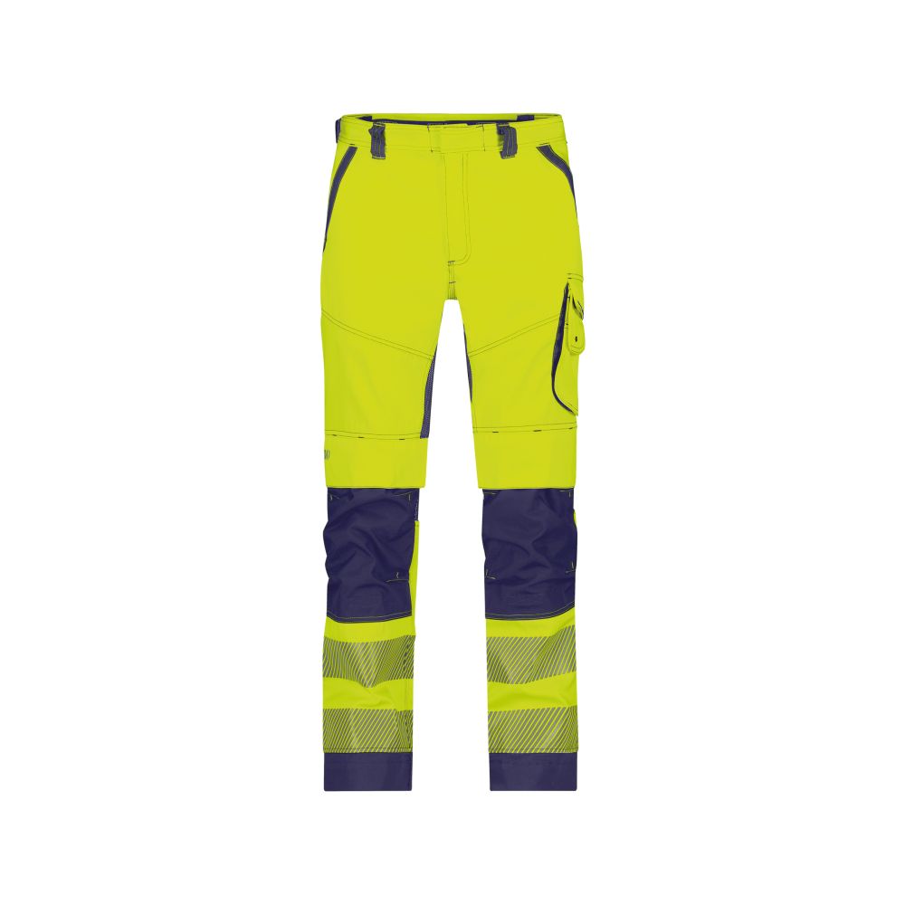 200984 Odessa | Sommer Warnschutzhose mit Kniepolstertaschen (neongelb/dunkelblau, 42, Standard)