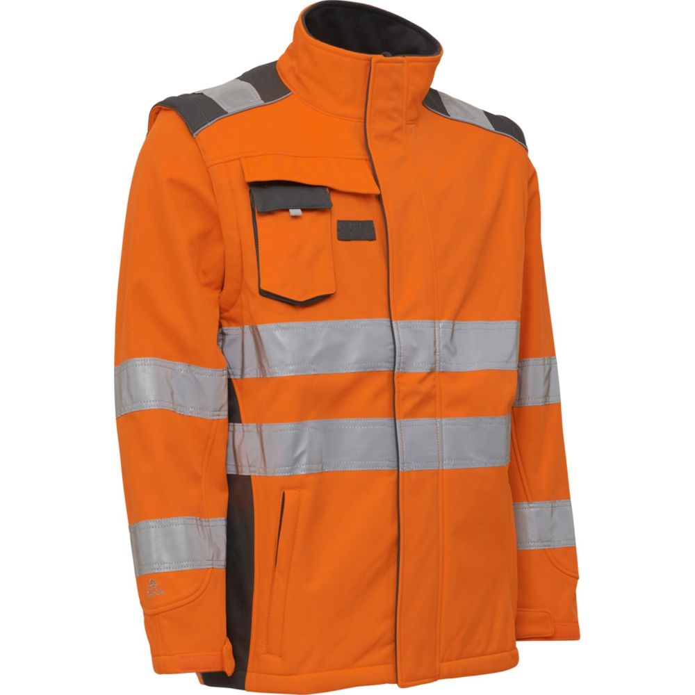 116504R Warnschutz-Softshelljacke, Ärmel abnehmbar (037 fl. orange/grey, S)