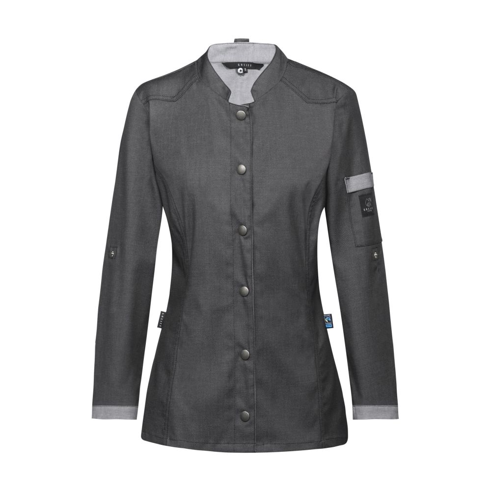 5415.6910 Damen-Kochjacke im Bikerstyle RF (011 denimoptik anthrazit, XS)