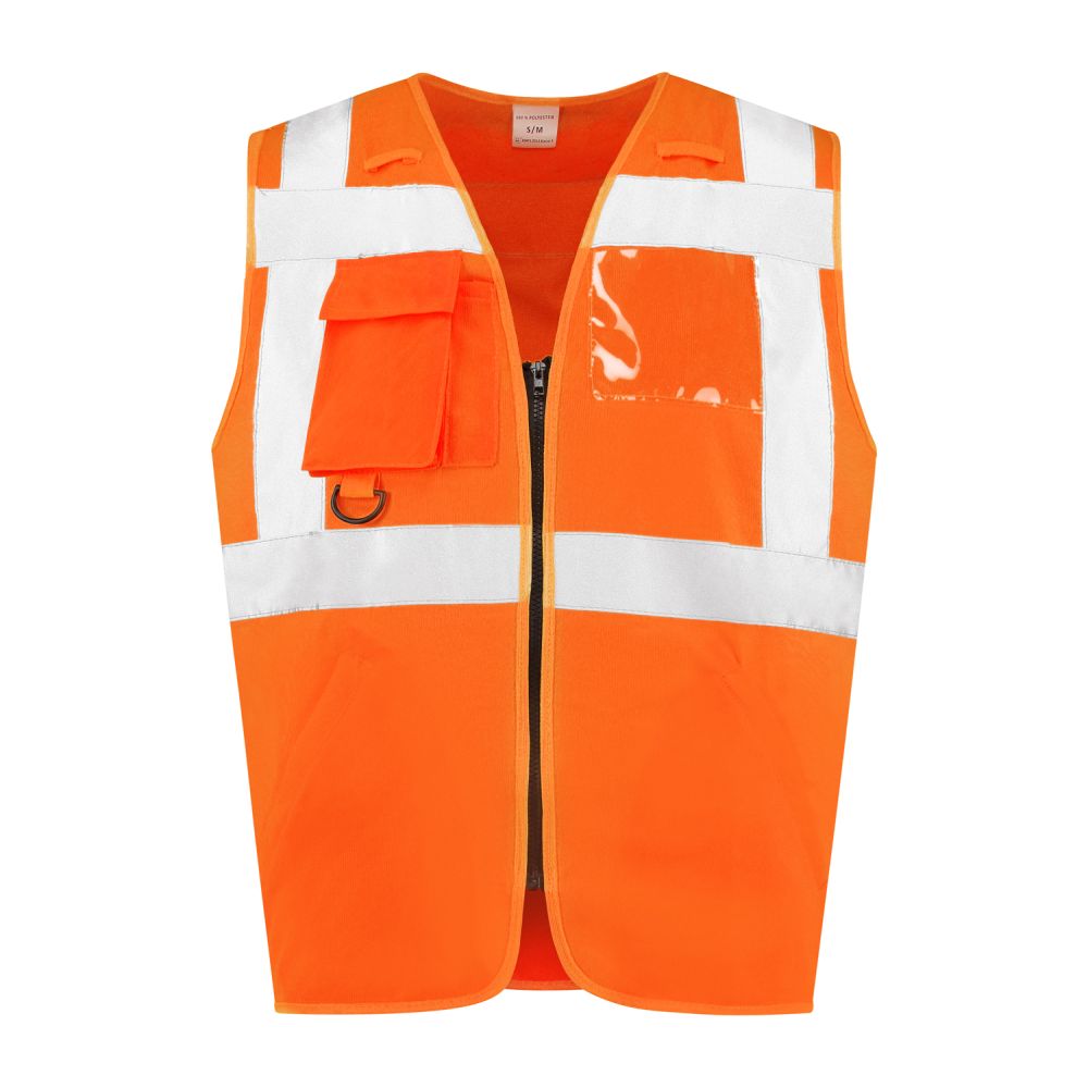 VRRWS100 Warnschutzweste mit Reißverschluss (fluo orange, S/M)