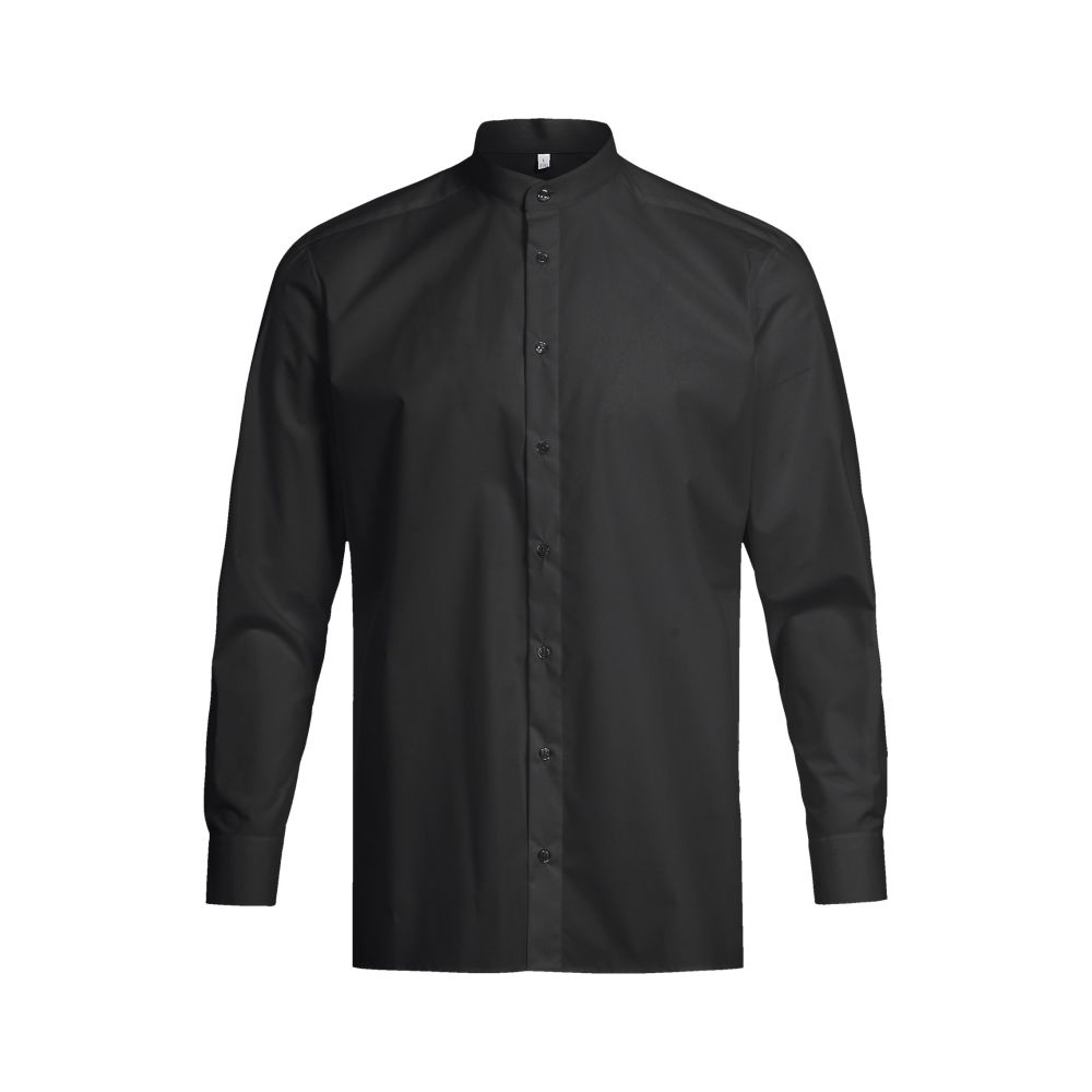 6772.1120 Herren-Stehkragenhemd 1/1 RF Basic (010 schwarz, 37/38)