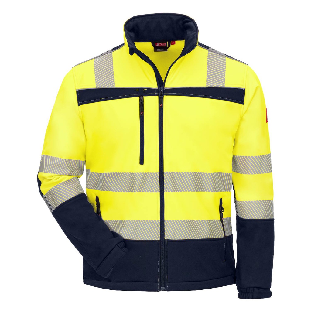 7172 MOTION TEX VIZ Warnschutz-Softshelljacke (neongelb/marineblau, XS)