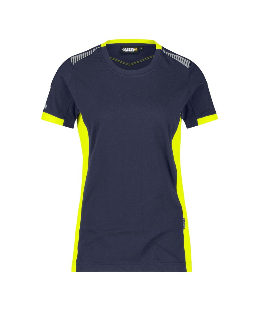 710070 Tampico Woman | T-Shirt für Damen (nachtblau/neongelb, XS)