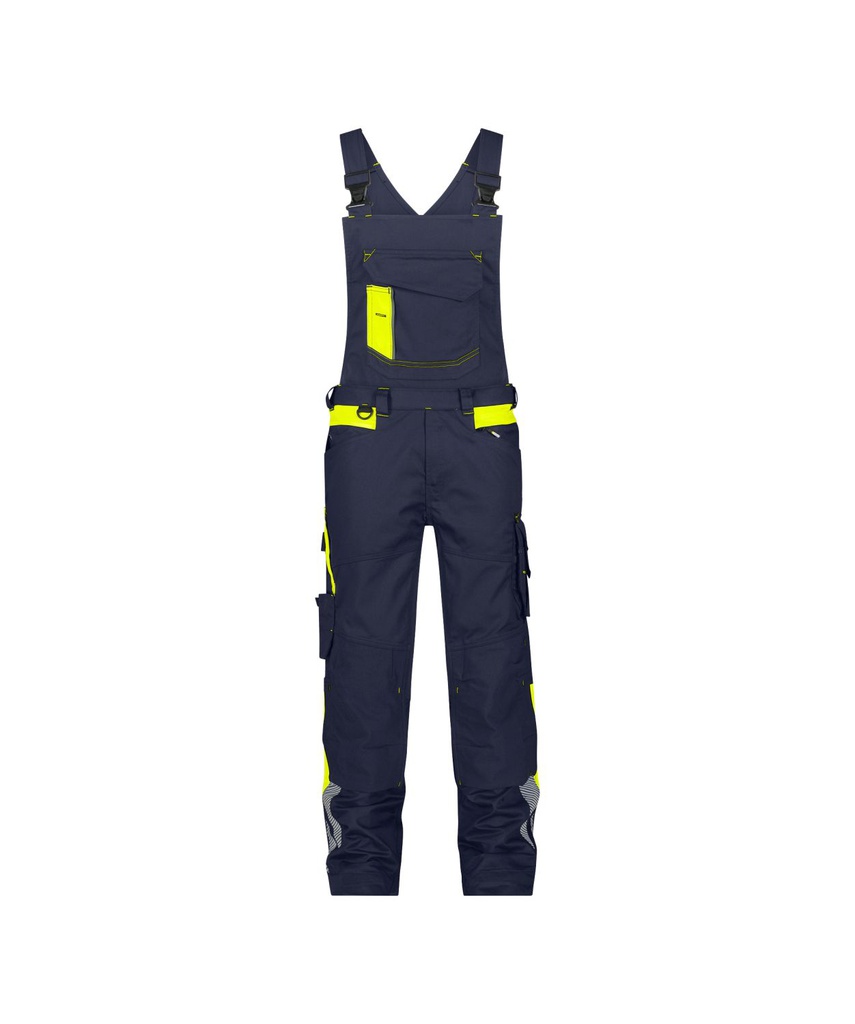DASSY Ulsan | Stretch-Arbeitslatzhose mit Kniepolstertaschen | 400166 (nachtblau/neongelb, 42, Standard)