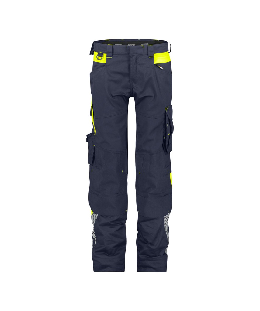 DASSY Canton Woman | Stretch-Arbeitshose mit Kniepolstertaschen für Damen | 201136 (nachtblau/neongelb, 32)
