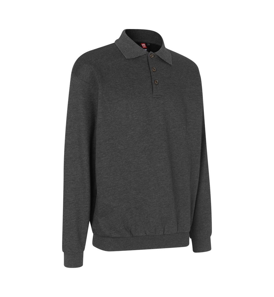 0601 Polo-Sweatshirt | klassisch (graphit meliert, S)