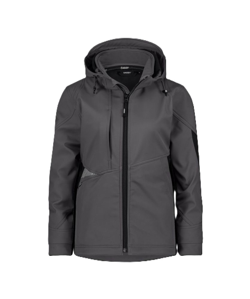 DASSY Gravity Next Woman | Softshell-Jacke für Damen | 300581 (anthrazitgrau/schwarz, XS)