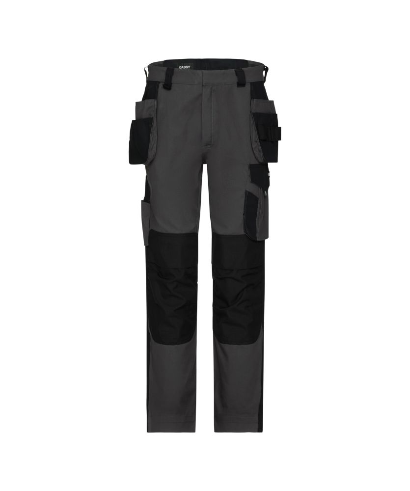 201208 Rossi Flex Arbeitshose mit Holstertaschen und Kniepolstertaschen (anthrazitgrau/schwarz, 42, Standard)