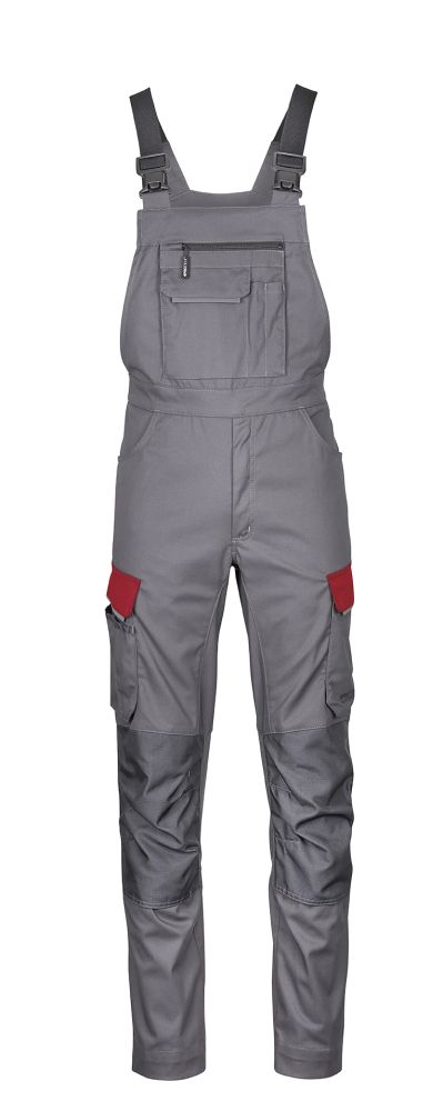 3033 4PROTECT® Workwear Latzhose, grau/rot