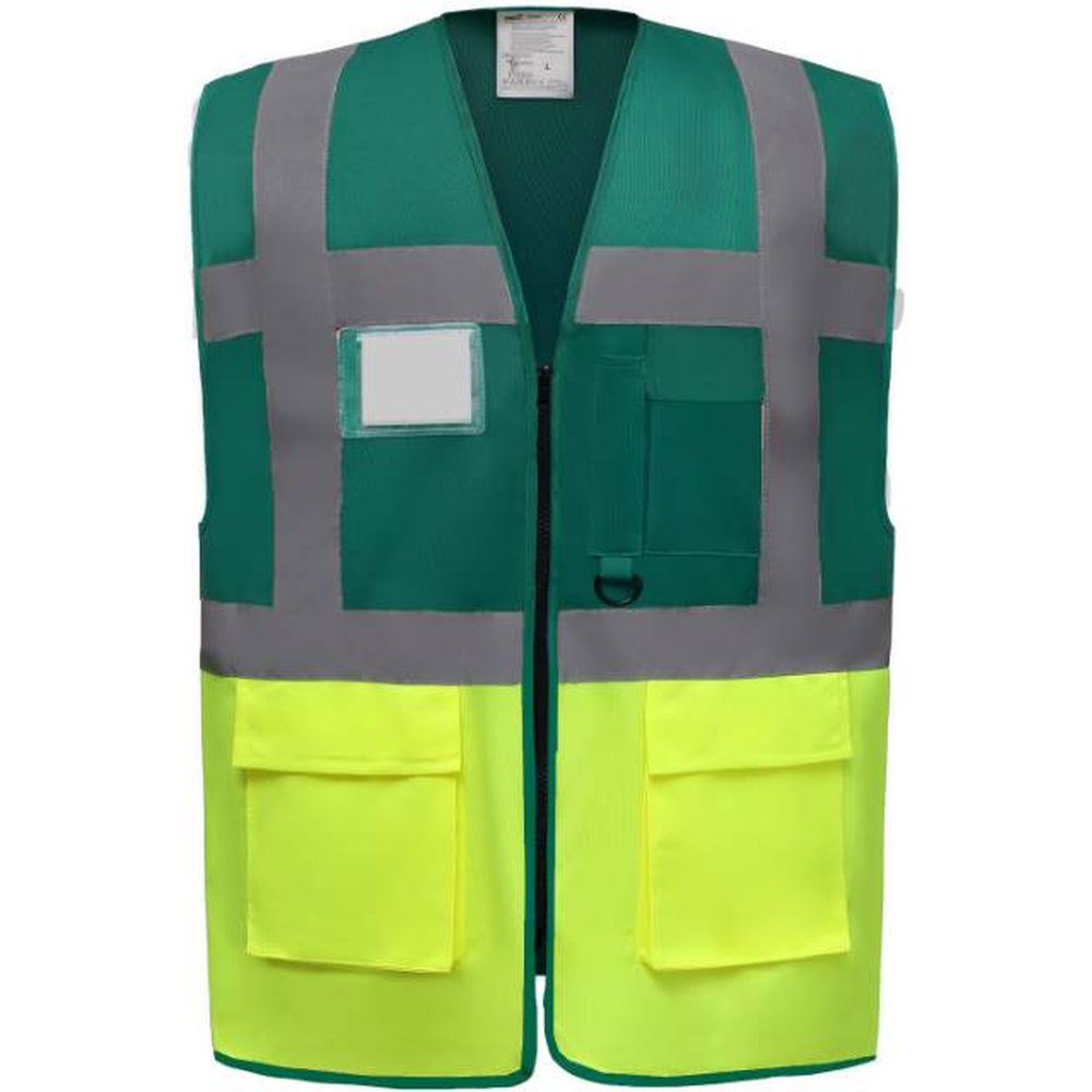 [79W801zx401] 79.W801 | Yoko HVW801 Hi-Vis Multifunktionsweste | paramedic green/hi-vis yellow (YK801) (S)