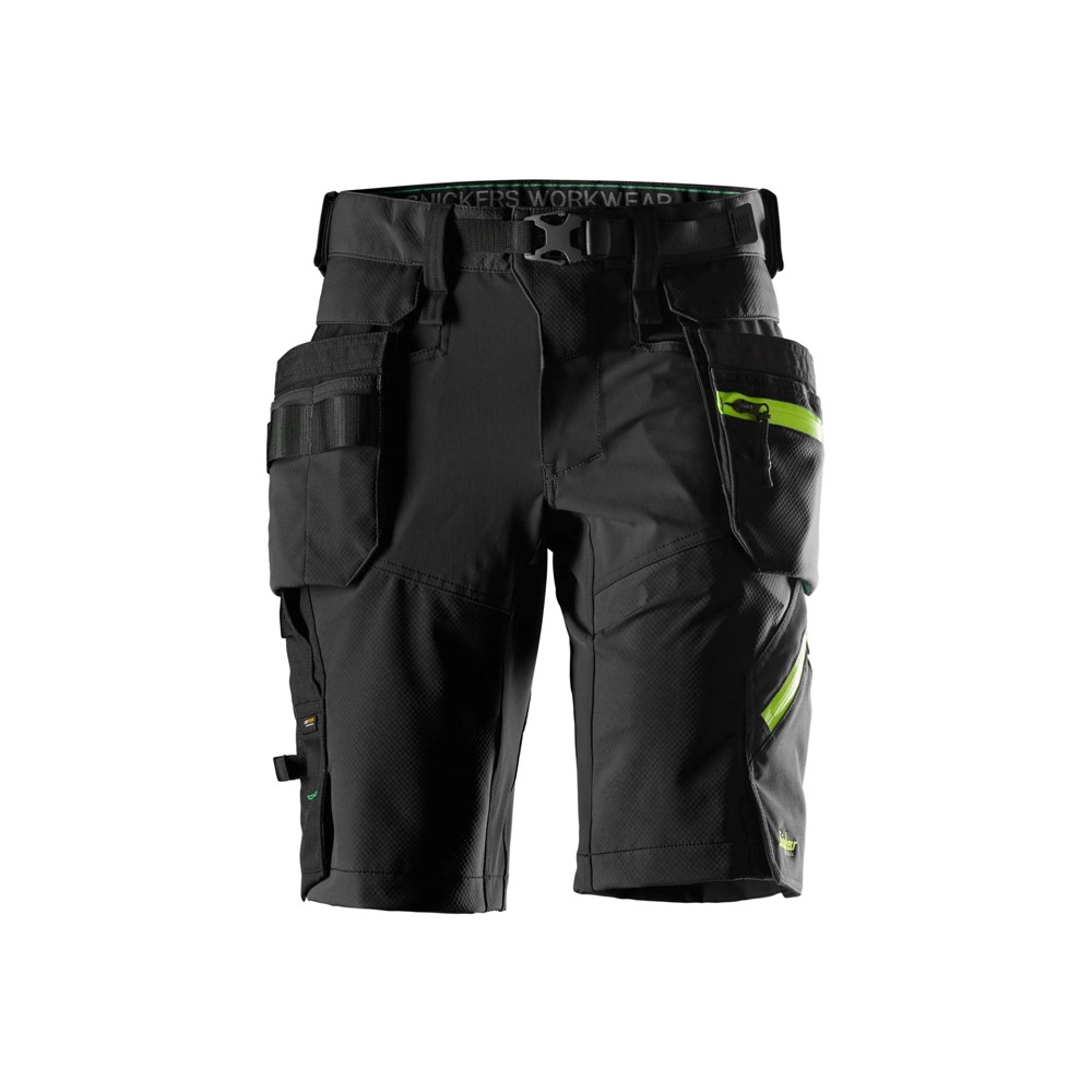 6140 FlexiWork, Stretch-Shorts mit abnehmbaren Holstertaschen | 0467 schwarz/neongelb