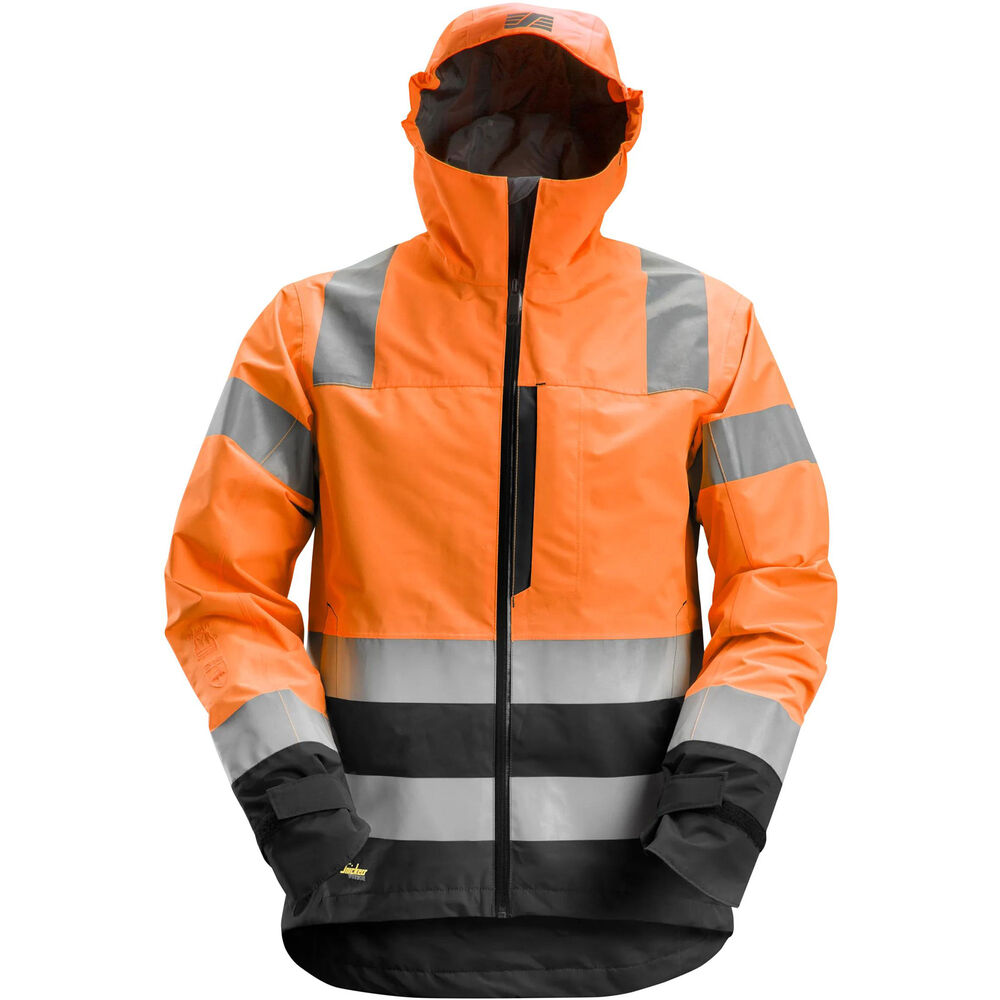 SNICKERS Wasserdichte Warnschutz-Softshell-Jacke, Klasse 3 | 1330 (5504 high visibility orange/black, XS)