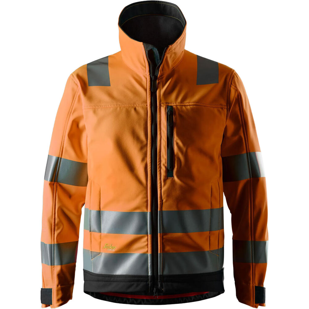SNICKERS High-Vis-Softshell-Arbeitsjacke, Kl. 3 | 1230 (5504 high visibility orange/black, XS)