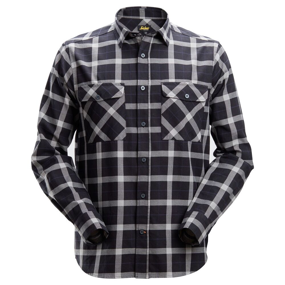 SNICKERS leichtes Baumwoll-Flanellhemd | 8516 (1804 grey/black, XS)