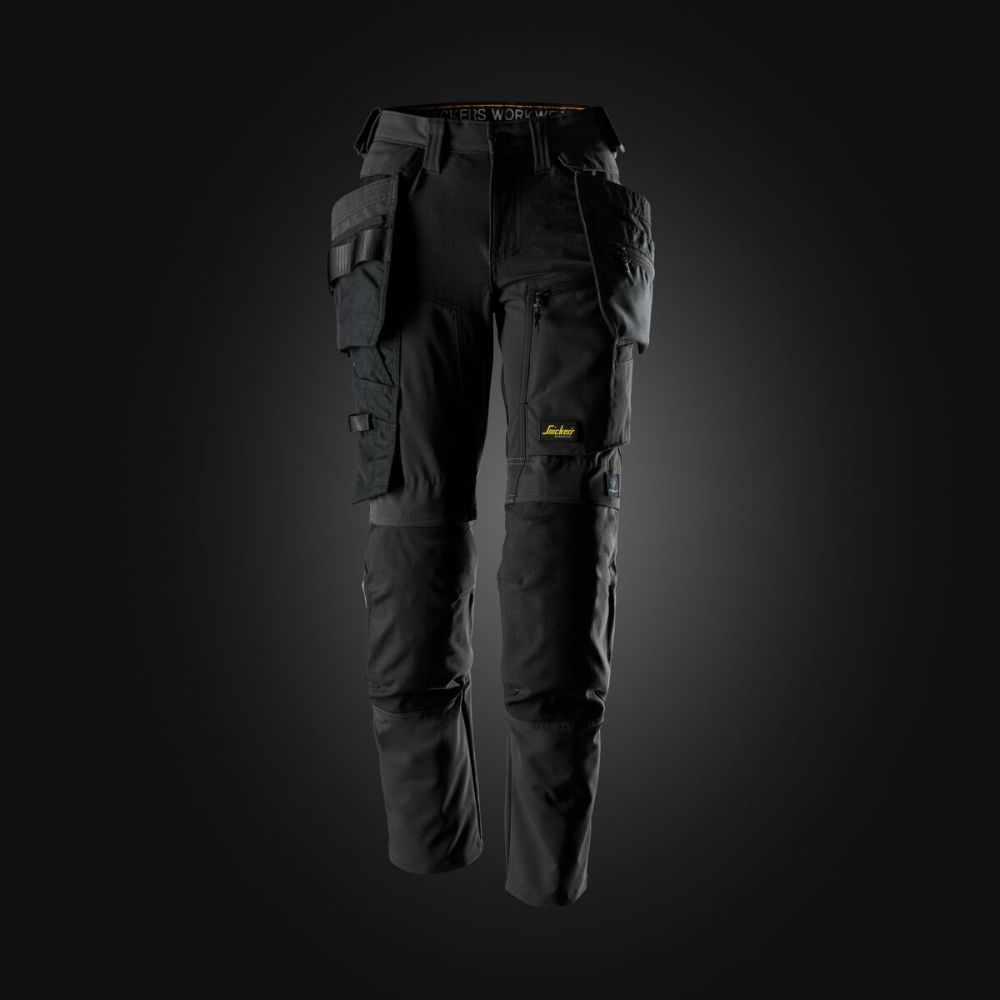 SNICKERS AllroundWork, Damenhose aus Stretchgewebe mit abnehmbaren Holstertaschen | 6217 (0404 black/black, 18)