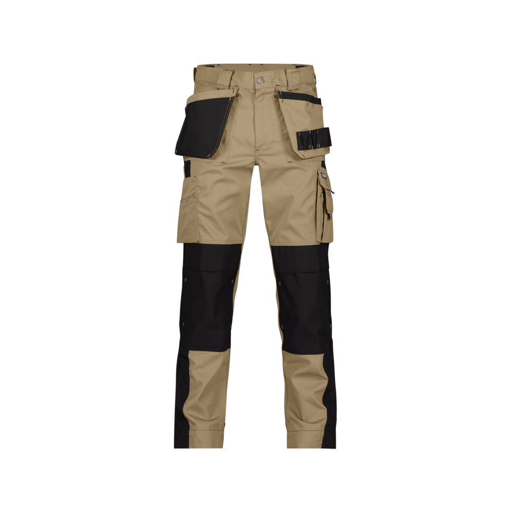 200428 Seattle 245 g/m² | zweifarbige Arbeitshose mit Holstertaschen und Kniepolstertaschen (khaki/schwarz, 42, Standard)