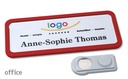BADGETEC Magnetnamensschild, roter Rahmen | N-OF30MA04